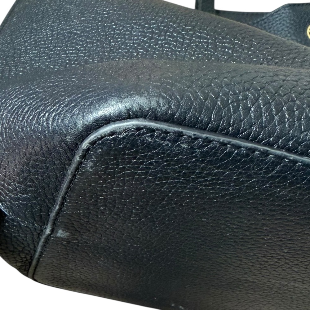 Tory Burch Perry Tote Pebbled Black Leather Gold - Picture 2 of 15